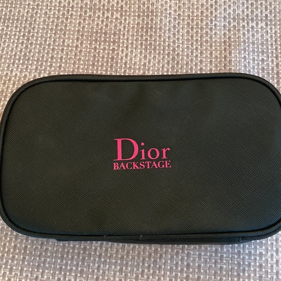 Dior Backstage Double Zip Cosmetic Bag pink Logo - Picture 2 of 8